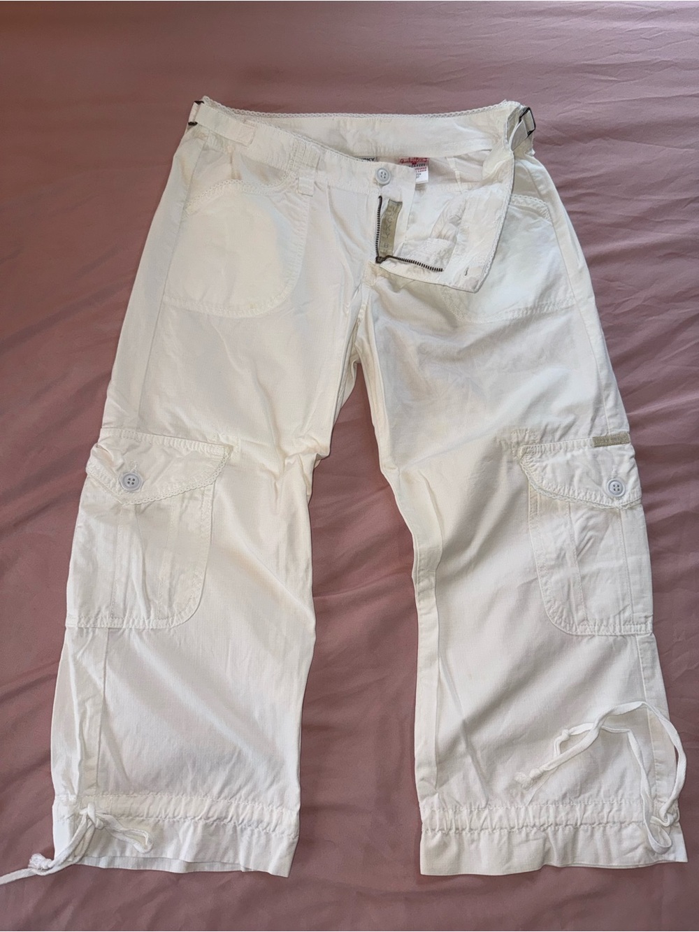 Lucky Brand Vintage White Cotton Ripstop Cargo Capris 4/27